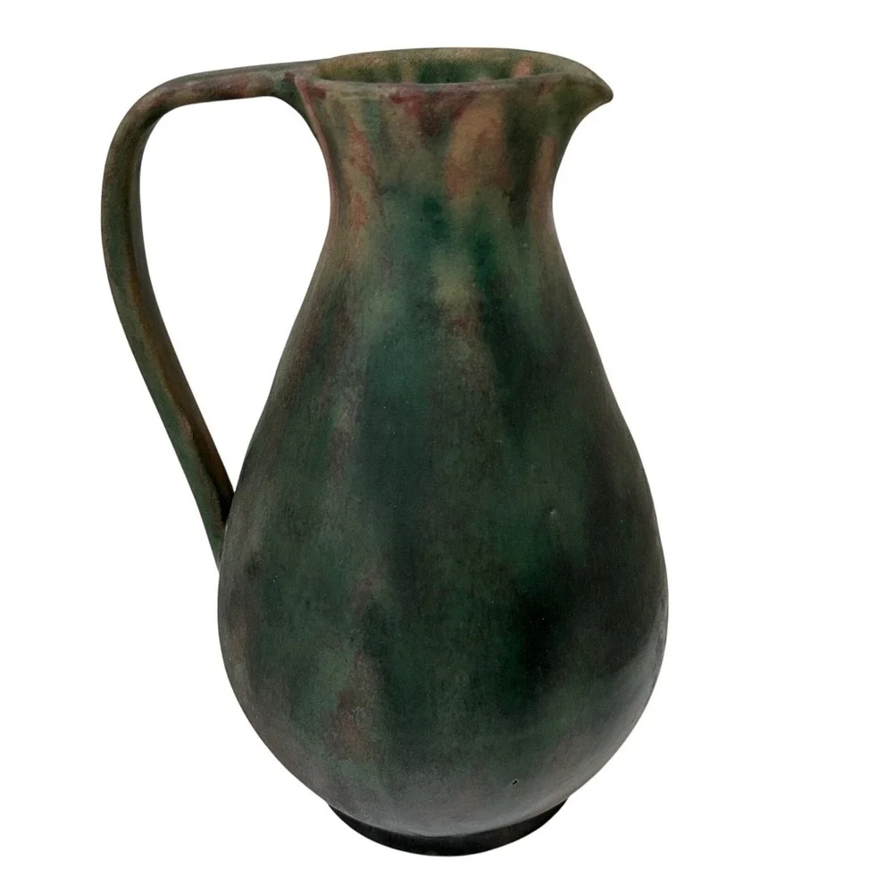 Jasba Keramik West German Art Pottery Ewer Pitcher Green Matte Glaze 1545B 10in